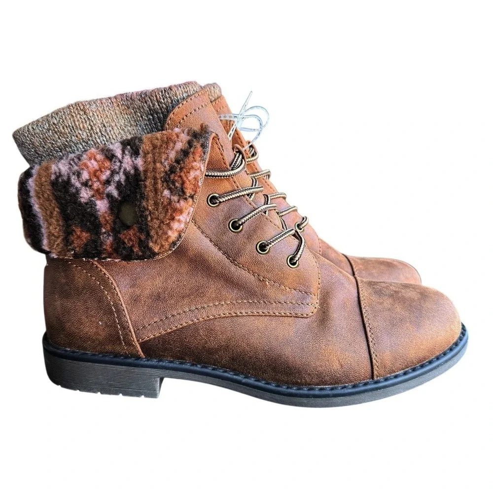 CLIFFS BY WHITE MOUNTAIN Womens Duena Hiking Boot Brown Cozy Cuff‎ Size 10 NEW